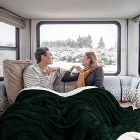 Double-stitched hem on Utopia Bedding Sherpa Blanket for durability