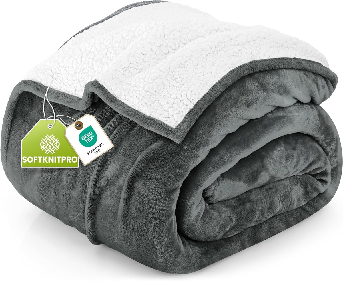 Utopia Bedding Sherpa blanket front view showing plush warmth and soft fleece