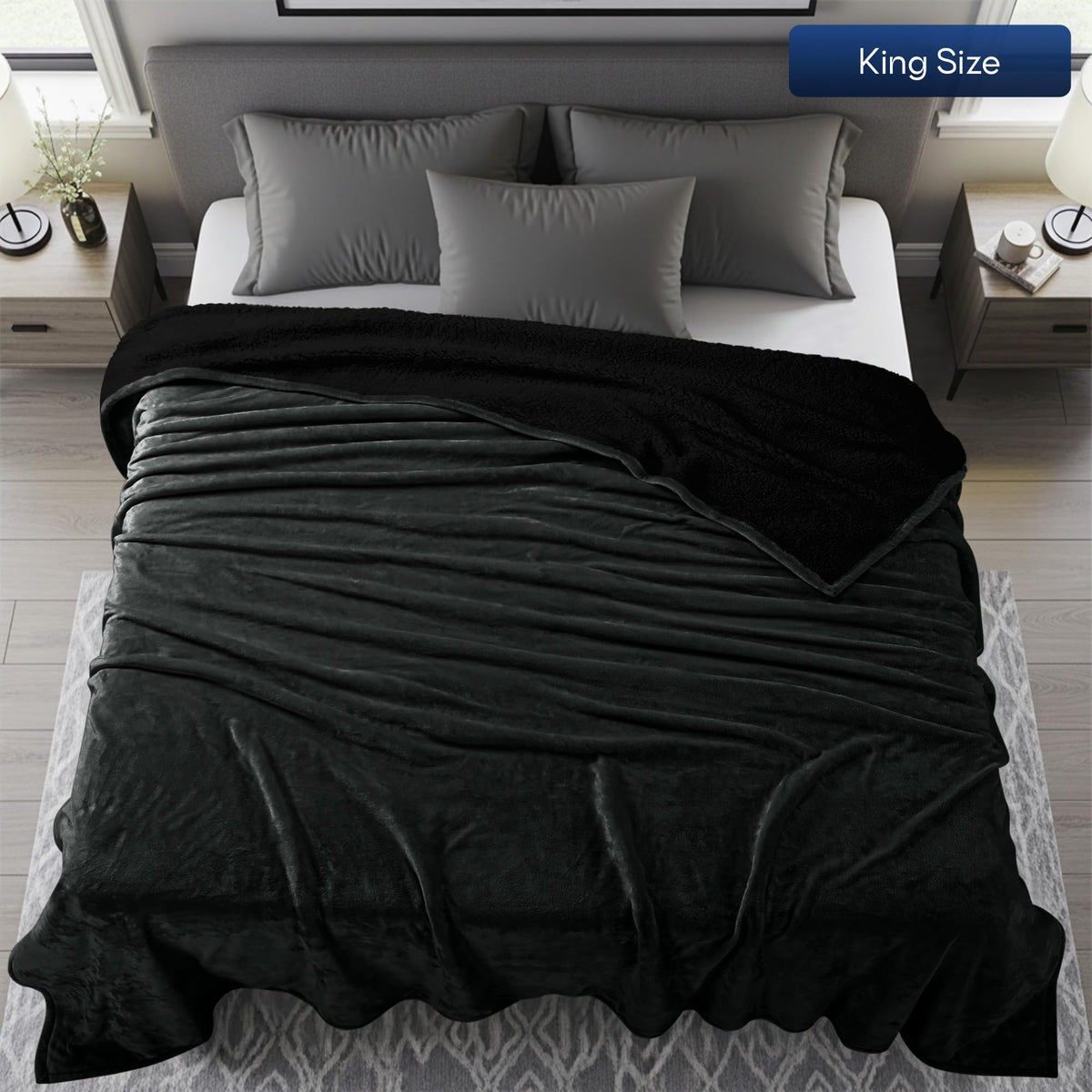 Utopia Bedding Sherpa Blanket king back view—soft fleece reverses for versatile comfort