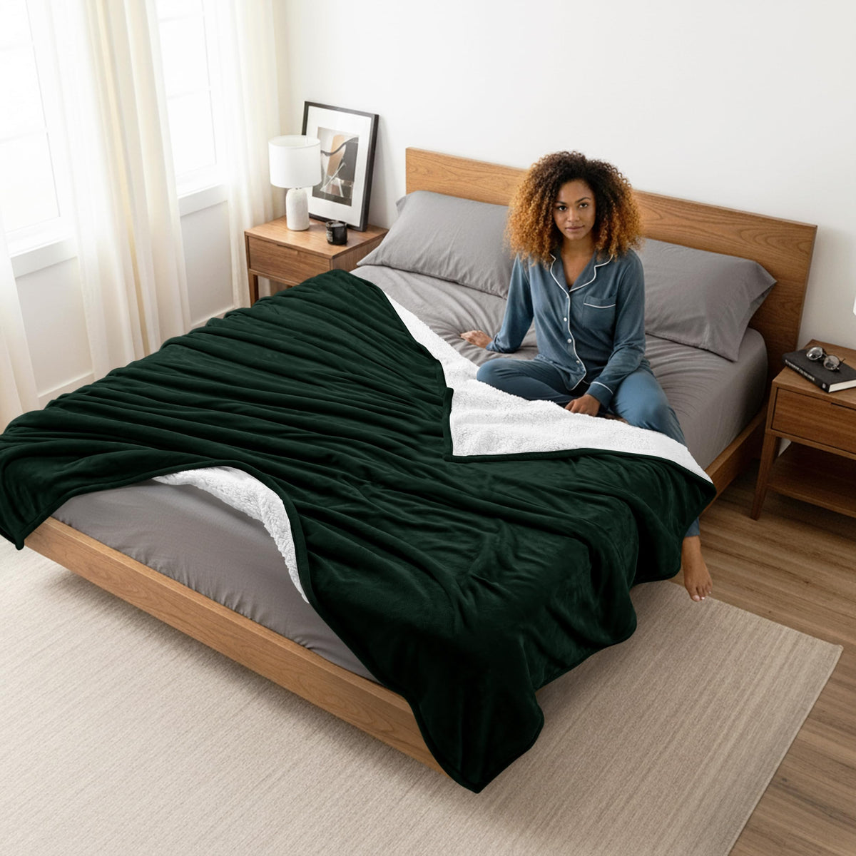 Utopia Bedding Sherpa Blanket on a sofa for lounge warmth