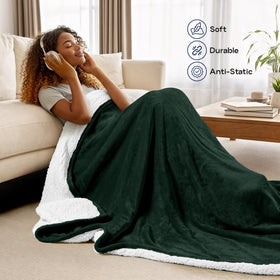 Utopia Bedding Sherpa Blanket reversible design for two cozy faces