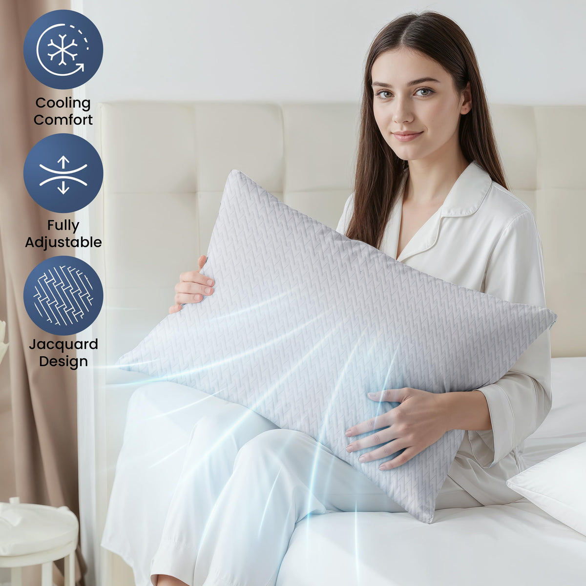 Utopia Bedding shredded memory foam pillow king side profile highlighting adjustable loft