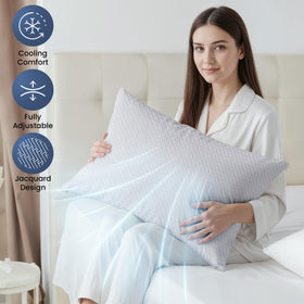 Utopia Bedding shredded memory foam pillow king side profile highlighting adjustable loft