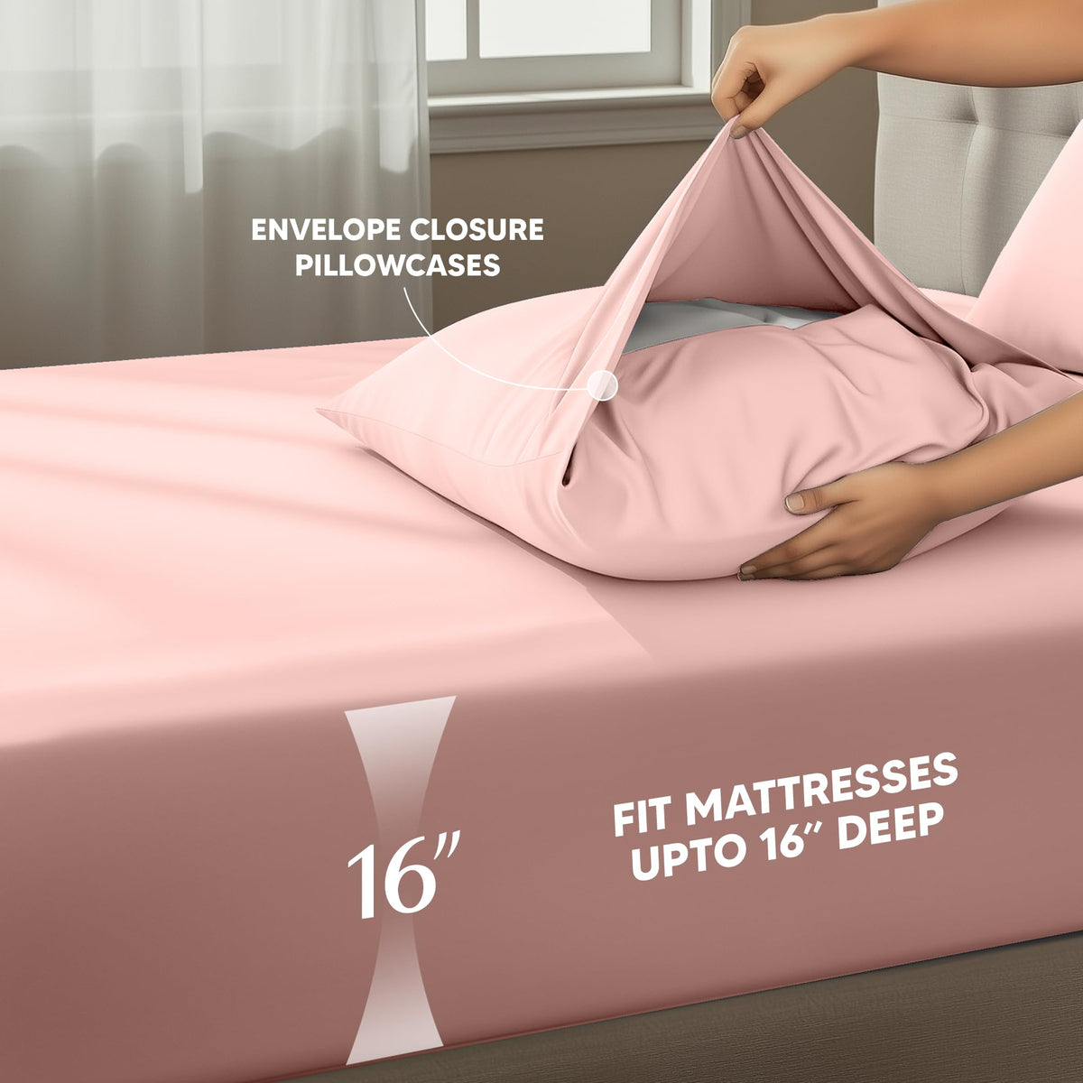 Tea pink bedroom look with Utopia Bedding enhances cozy sleep space.