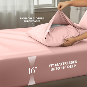Tea pink bedroom look with Utopia Bedding enhances cozy sleep space.
