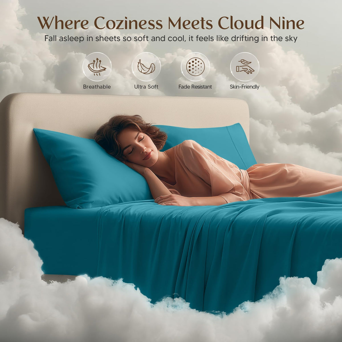 Utopia Bedding microfiber surface in denim blue highlights durability and breathable feel