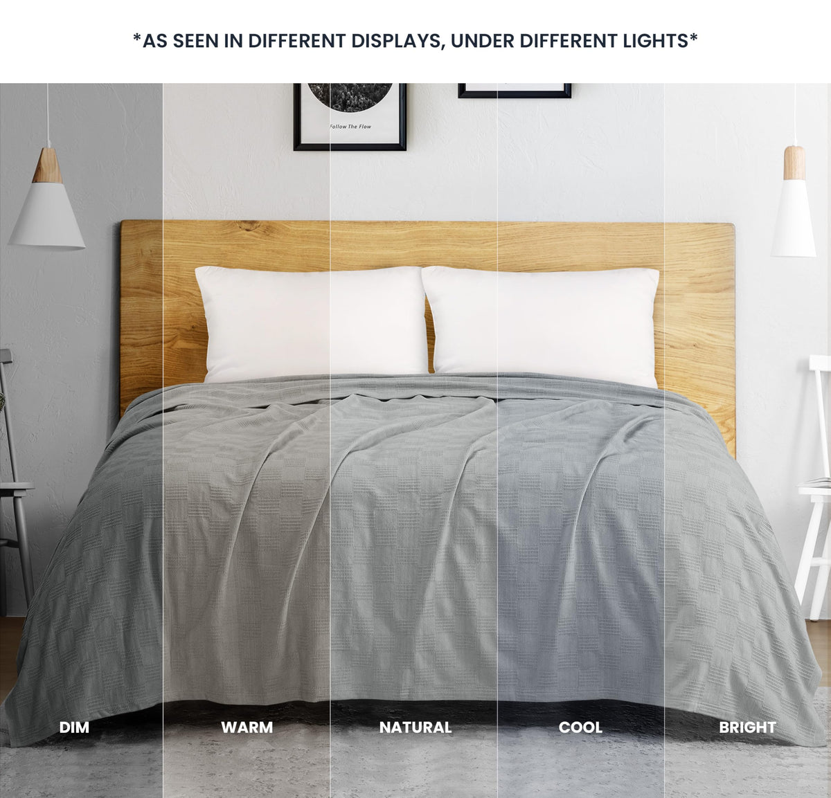 Utopia Bedding lightweight cotton blanket on bed offers year-round comfort.