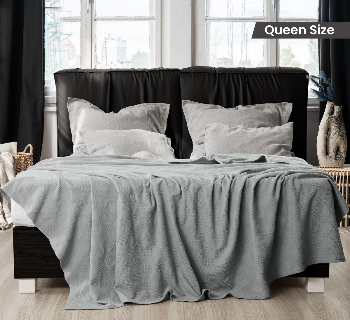 Utopia Bedding thermal blanket folded neatly for compact storage and easy decor.