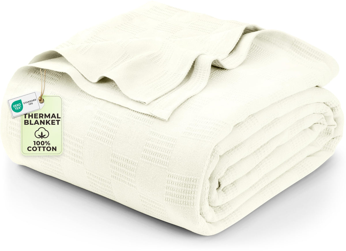 Utopia Bedding ivory king 90x108 cotton thermal blanket for year-round comfort