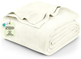 Utopia Bedding ivory king 90x108 cotton thermal blanket for year-round comfort
