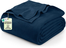 Utopia Bedding thermal blanket navy king on bed highlighting breathable comfort