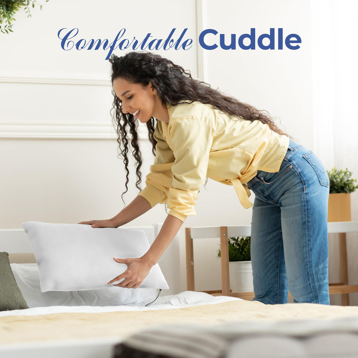 Utopia Bedding 14x22 pillow in a cozy bedroom setup supports lounging.