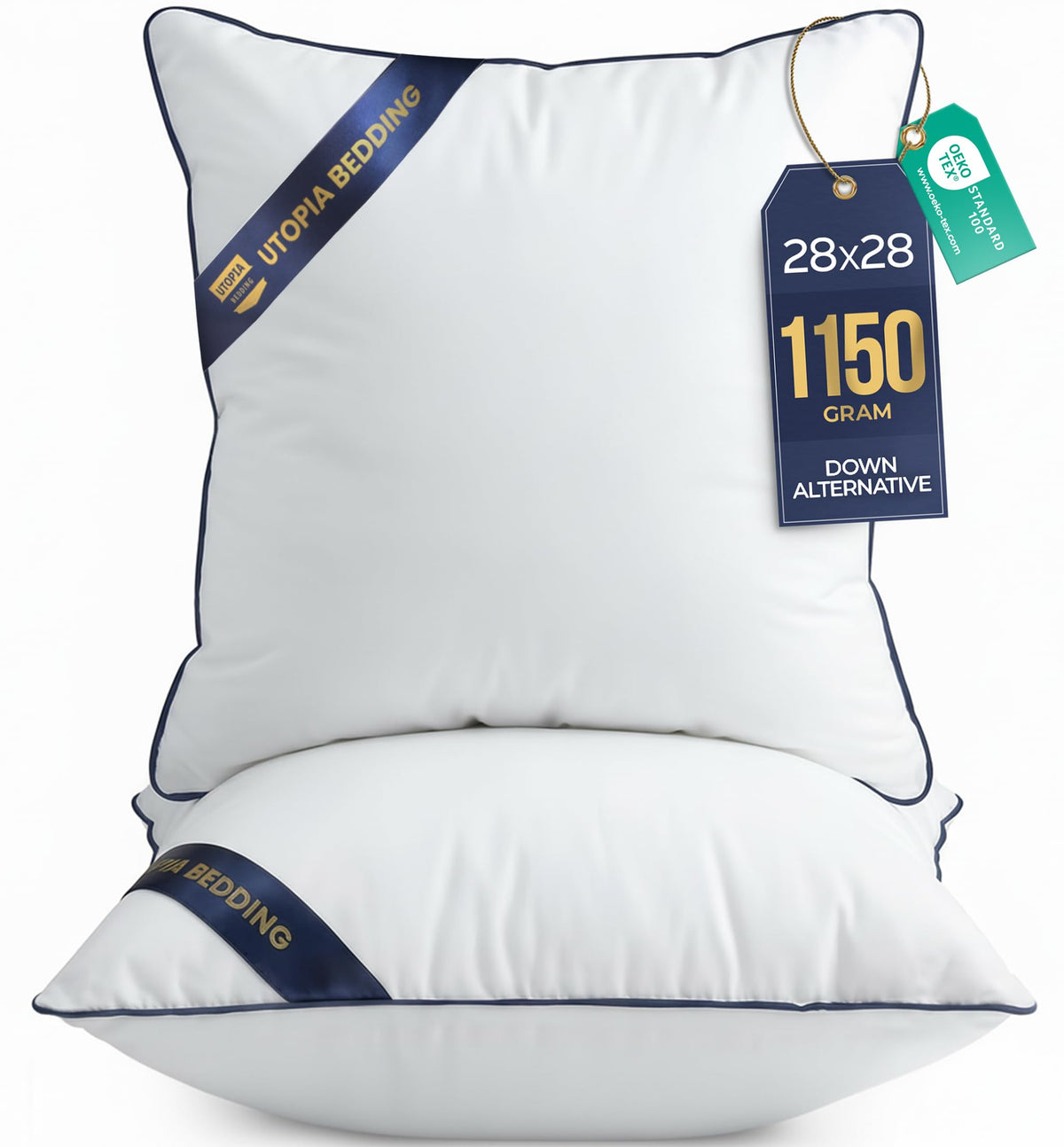 Utopia Bedding throw pillow insert, front view, 28x28, plush sofa companion