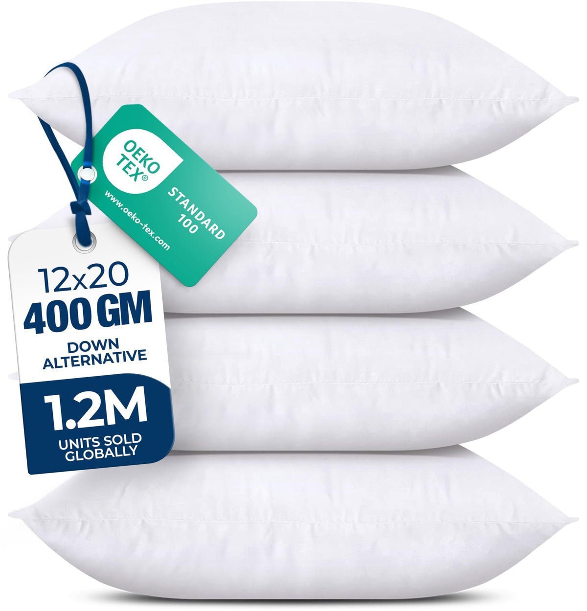 Utopia Bedding throw pillow inserts 12x20 pack viewed front, ready to refresh sofa décor.