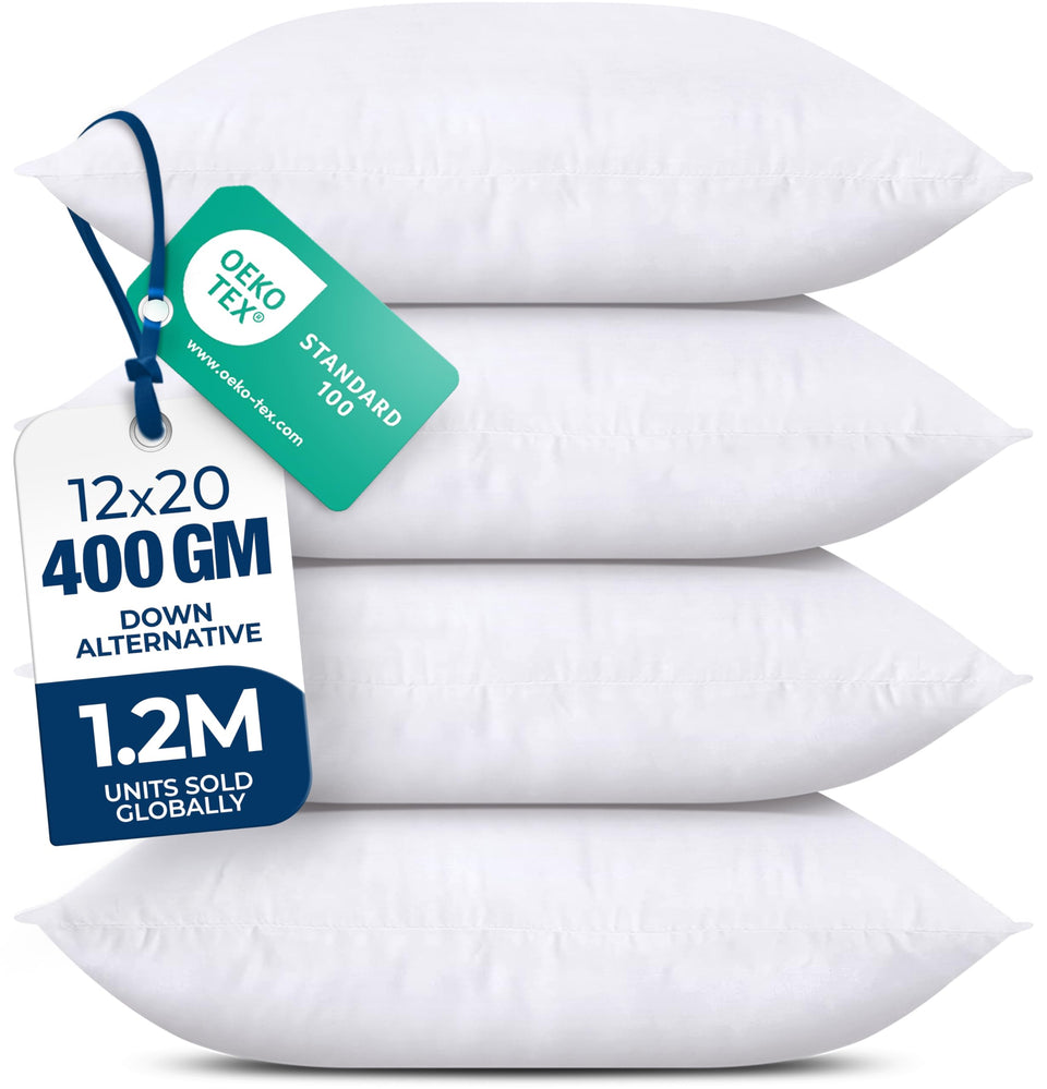Utopia Bedding throw pillow inserts 12x20 pack viewed front, ready to refresh sofa décor.