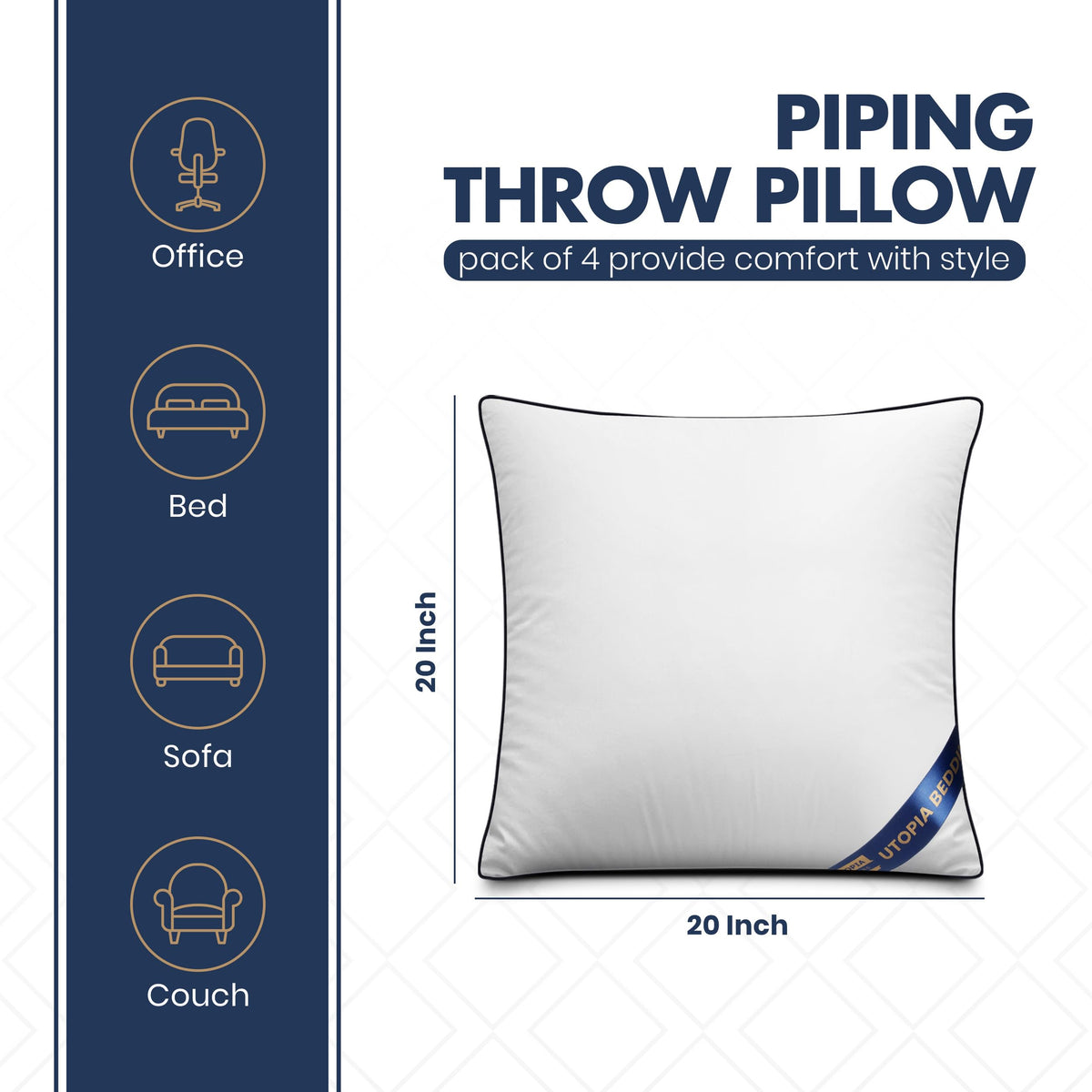 Utopia Bedding 20x20 insert offers plush support for beds and couches.