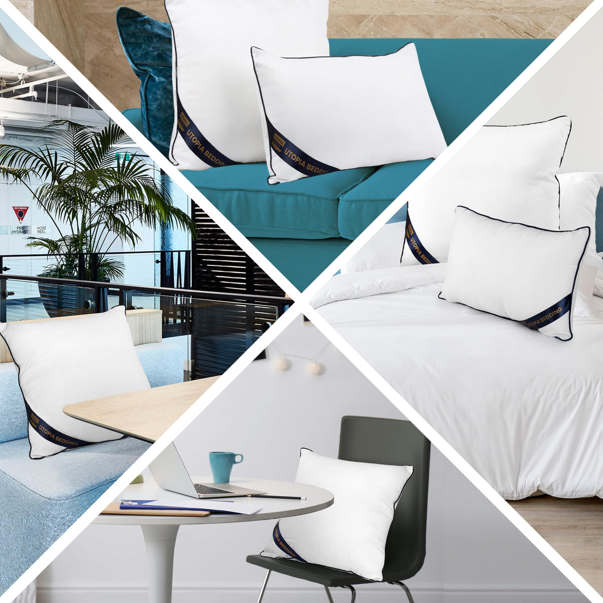 Utopia Bedding inserts on sofa, enhancing style and cozy seating.