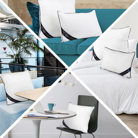 Utopia Bedding inserts on sofa, enhancing style and cozy seating.