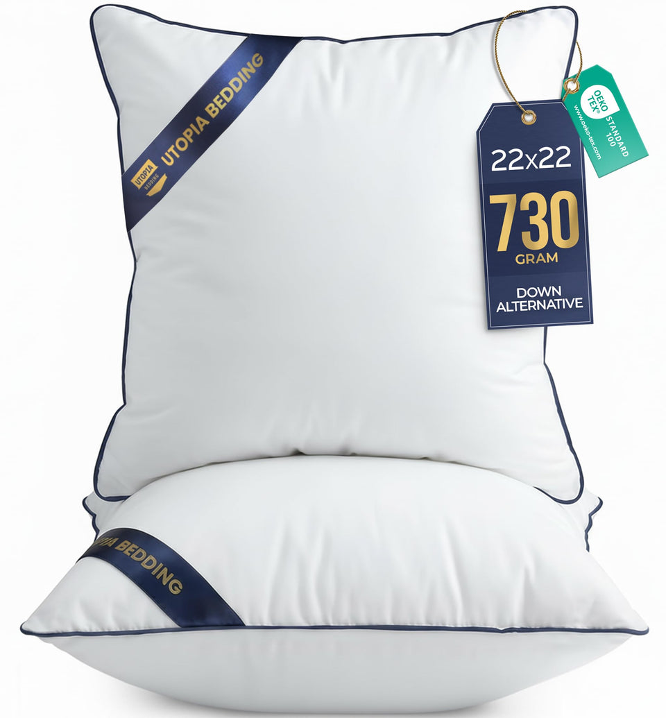 Utopia Bedding throw pillow inserts, pack of 2, white, 22x22, cozy support for sofa and bed