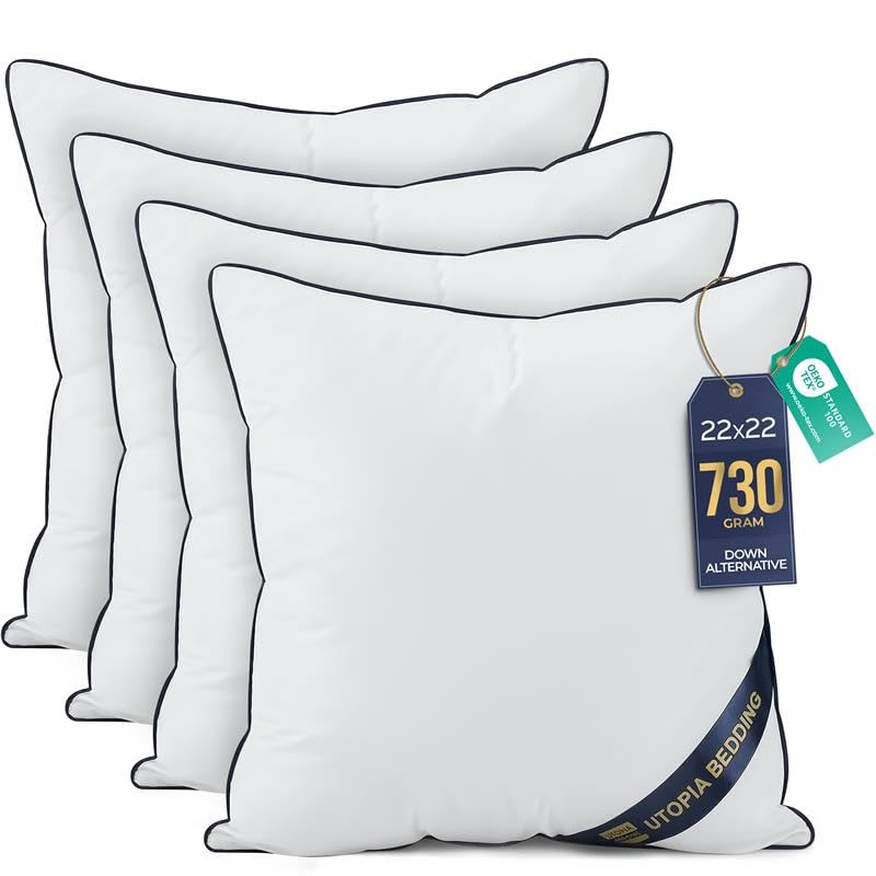 Utopia Bedding four-pack white 22x22 inserts for plush sofa cushions