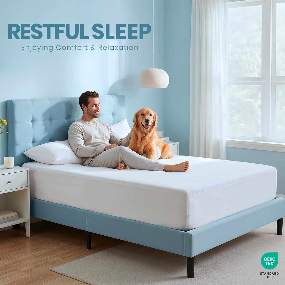 Utopia Bedding TPU-backed layer blocks leaks while staying quiet at night.