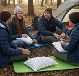 Utopia Bedding compact and lightweight travel pillow fits backpacks for camping or hiking.