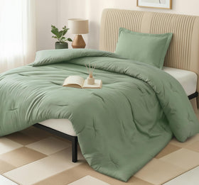 Utopia Bedding twin comforter set in sage green provides cozy warmth and breathable comfort.