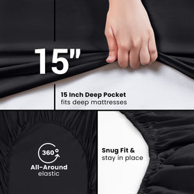 Utopia Bedding twin fitted sheet in black enhances versatile, stylish bedding.