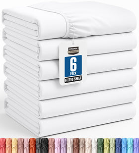 Utopia Bedding twin fitted sheet bulk pack with six sheets for easy rotation.