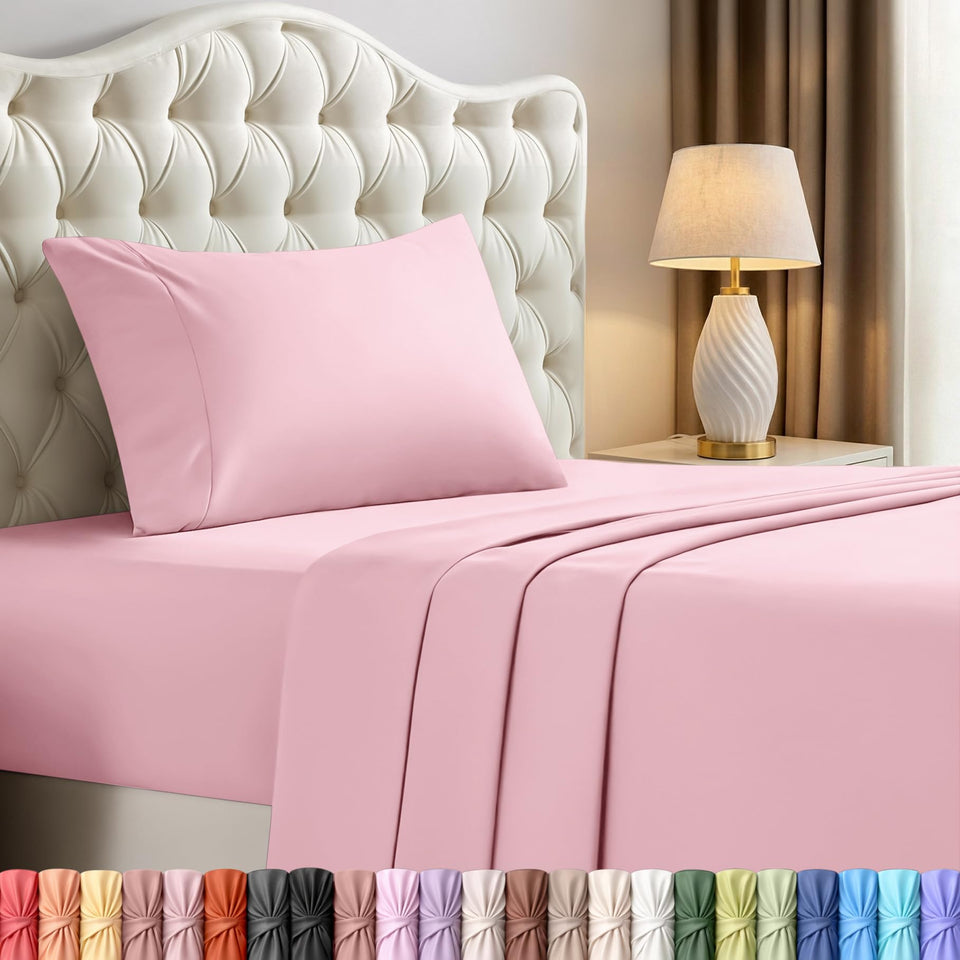 Utopia Bedding twin flat sheet in crystal pink offers breathable comfort.