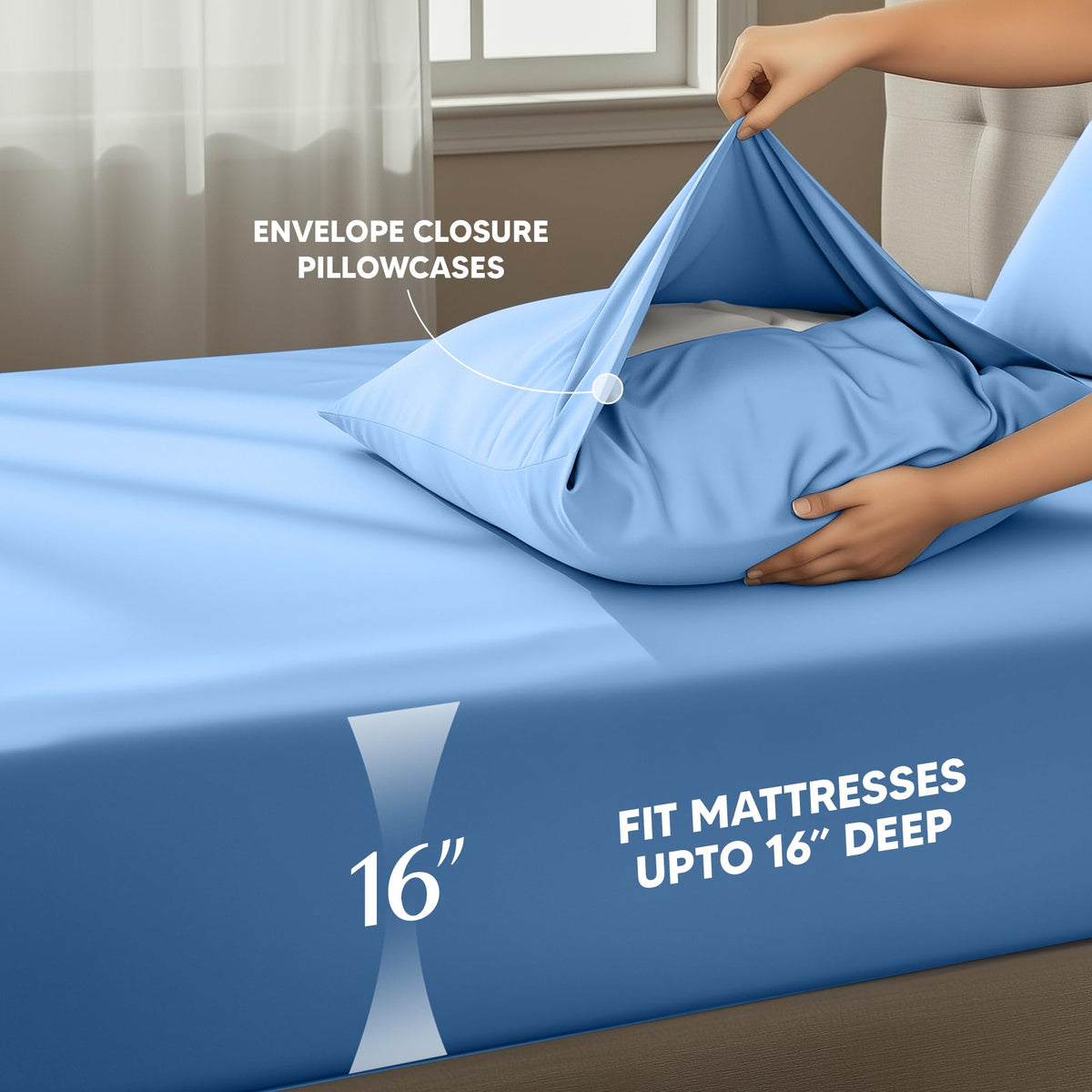 Utopia Bedding elastic-edge closeup highlighting all-around stretch for snug fit