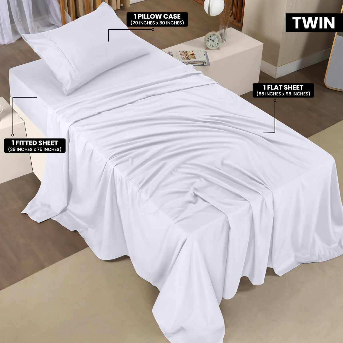 Utopia Bedding twin fitted sheet with elastic edge ensures a snug mattress fit.