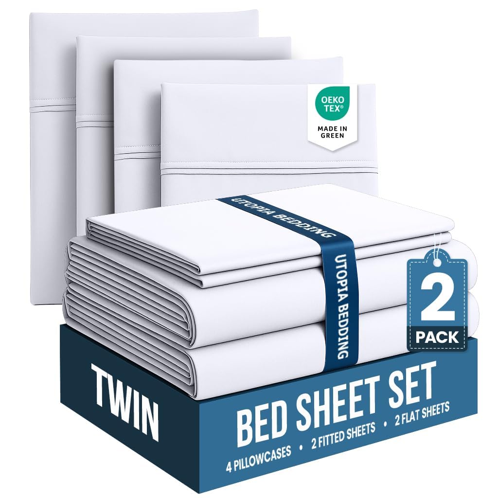 Utopia Bedding twin flat sheet shows hotel-inspired look for a fresh guest room.