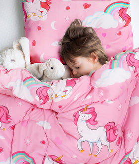 Kids’ unicorn-themed room completed with the Utopia Bedding comforter set