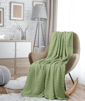 Utopia Bedding sage green waffle blanket gift-ready packaging enhances decor.