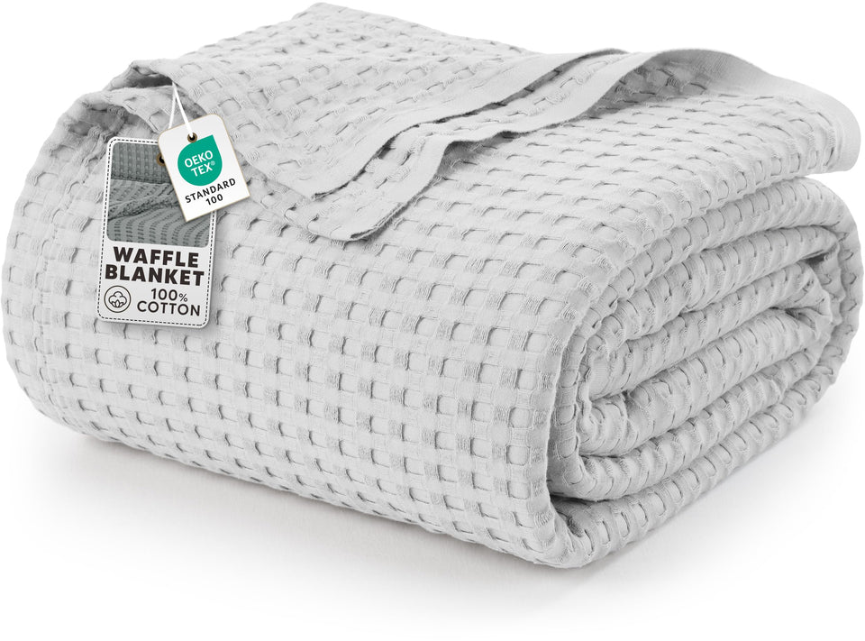Utopia Bedding waffle blanket close-up texture highlighting plush cotton weave for comfort.