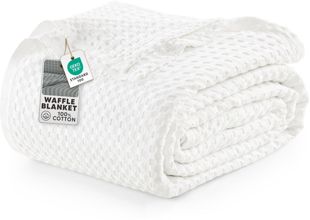 Utopia Bedding waffle blanket texture shows plush, breathable warmth for year-round comfort