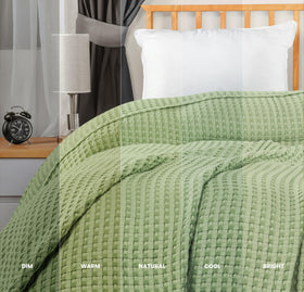 Utopia Bedding waffle blanket ready for travel shows portable lightweight comfort.