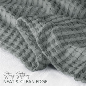 Utopia Bedding waffle weave close view highlights ring spun edging for durability.