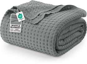 Utopia Bedding waffle weave blanket twin close-up shows soft cotton texture for everyday comfort.