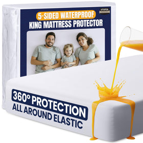 Utopia Bedding waterproof 5-sided protector top view for leak protection