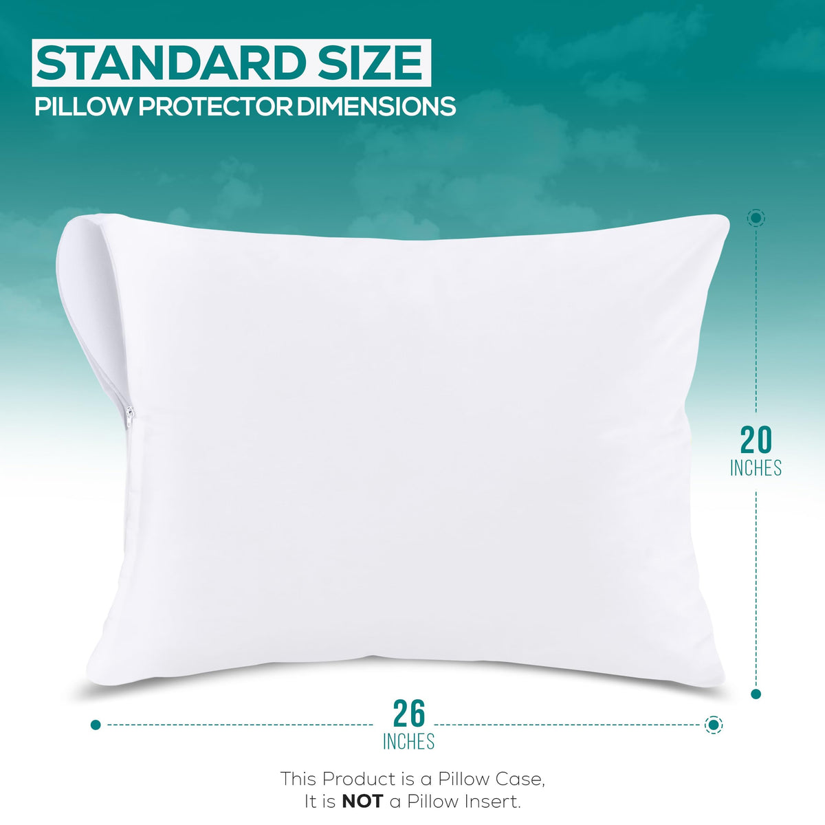 Utopia Bedding waterproof lining on pillow cover for dry nights.