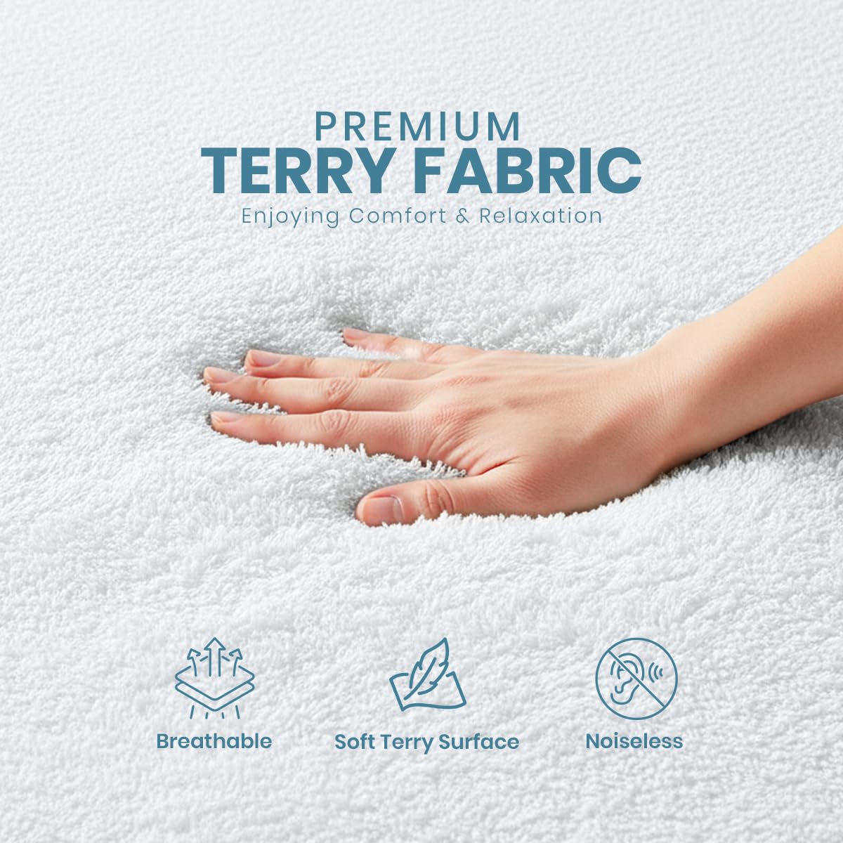 Utopia Bedding waterproof mattress cover shows TPU backing for reliable spill protection.
