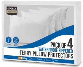 Utopia Bedding waterproof pillow protector shields king pillows from spills and stains