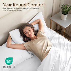 Utopia Bedding white-colorway presents a clean, versatile bedding option.