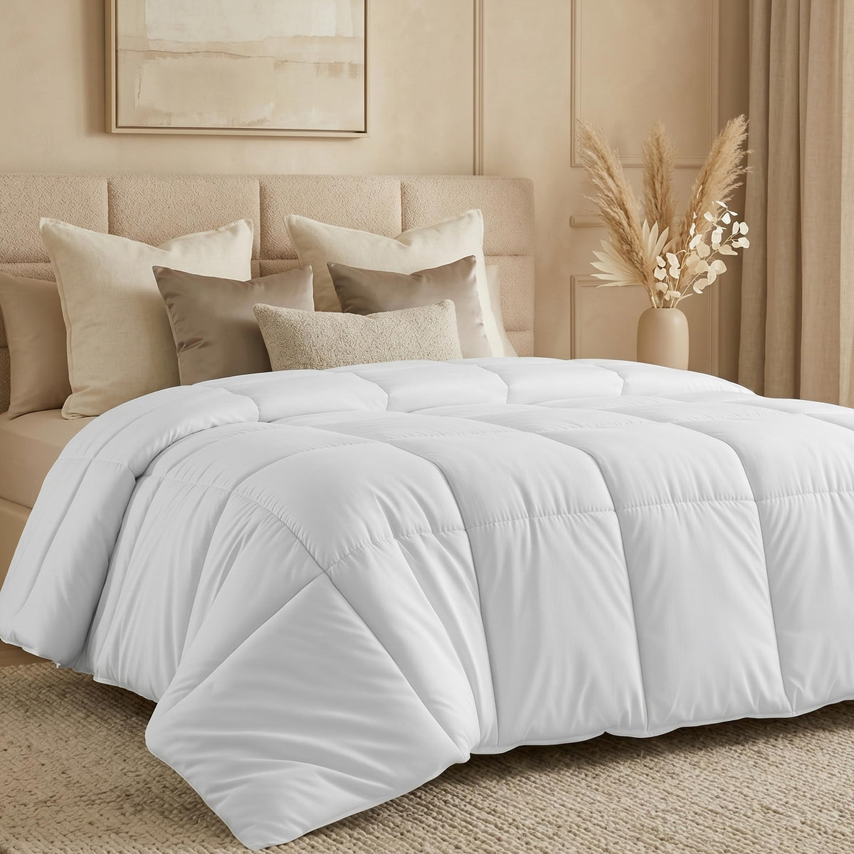 Utopia Bedding white king-size comforter with box stitching for lasting warmth and comfort.