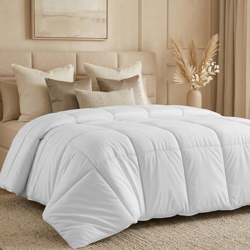 Utopia Bedding white king-size comforter with box stitching for lasting warmth and comfort.