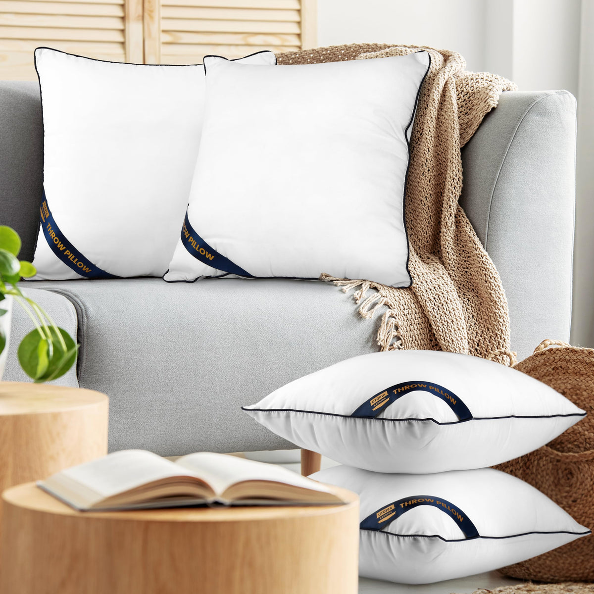 Utopia Bedding white decorative pillow for versatile indoor use.