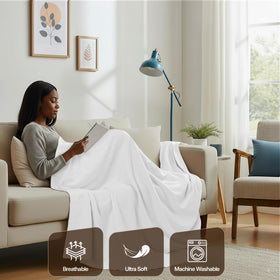Utopia Bedding white waffle blanket draped on sofa for lounge warmth