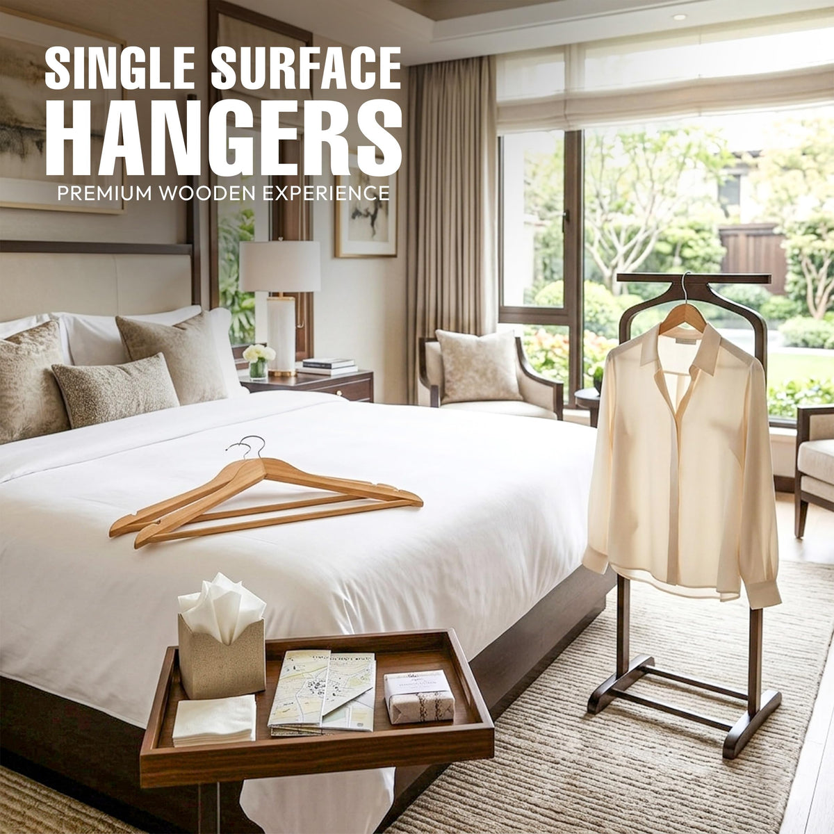 Utopia Home 360-degree hook wooden hanger enabling easy garment access.